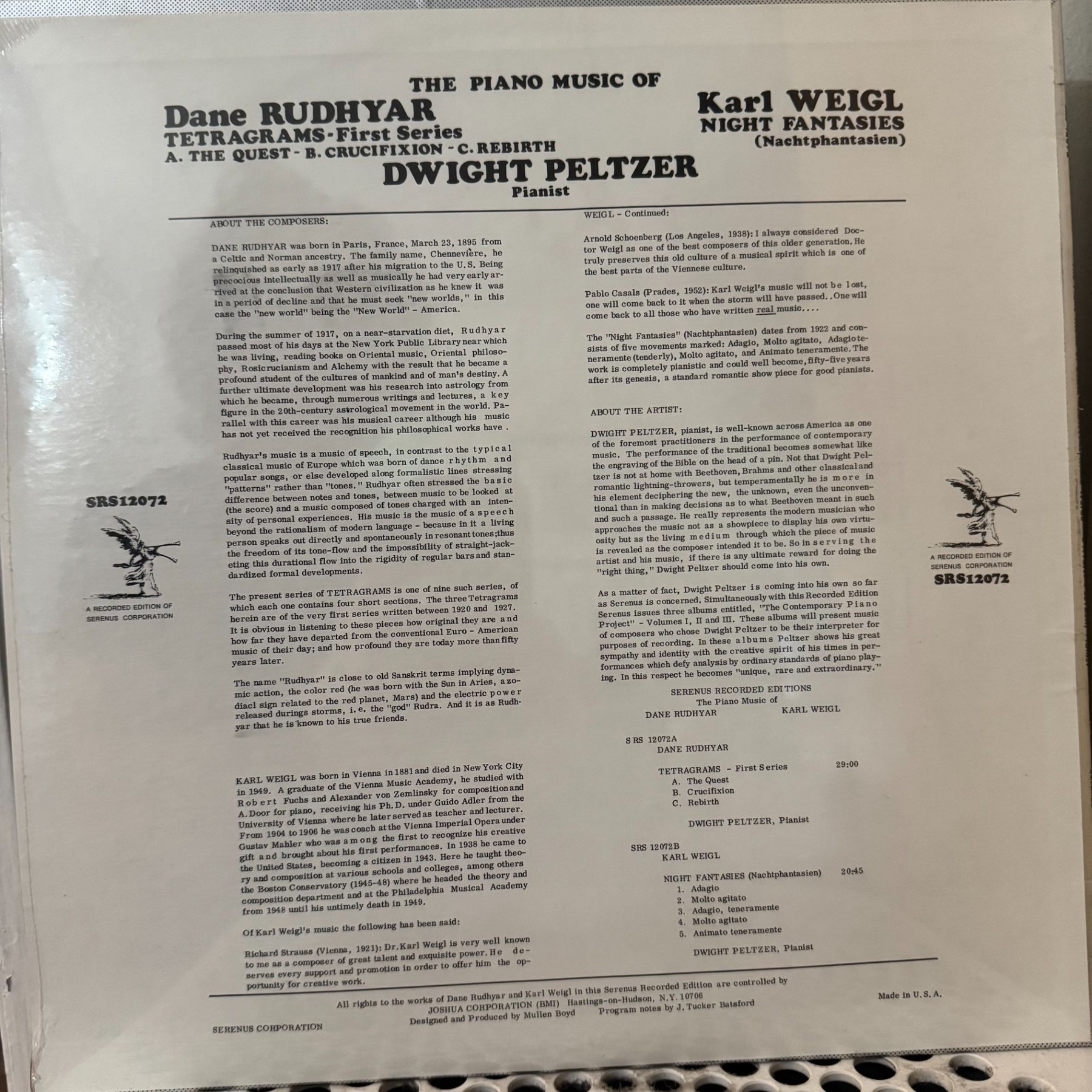 Back cover and liner notes of The Piano Music of Dane Rudhyar and Karl Weigl