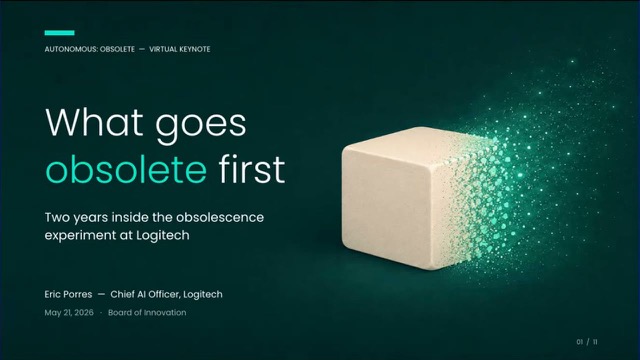 Title slide: What goes obsolete first, two years inside the obsolescence experiment at Logitech
