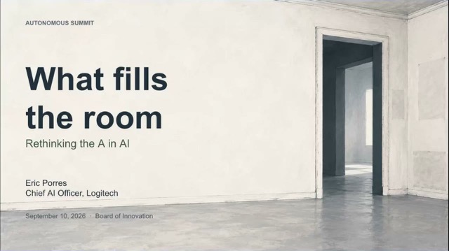Title slide: What fills the room, Rethinking the A in AI