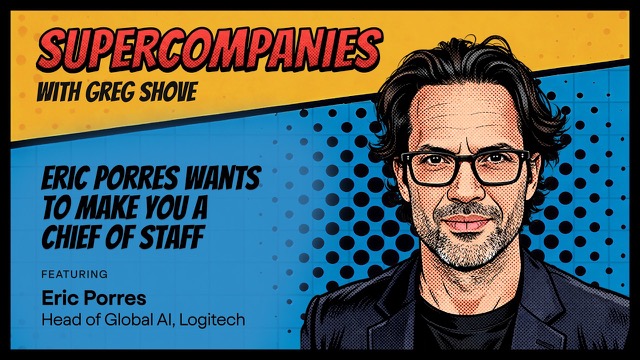 Supercompanies with Greg Shove episode art featuring Eric Porres